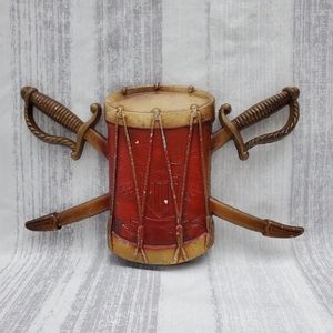 Vtg Metal Sexton Drum with Crossed Sabers